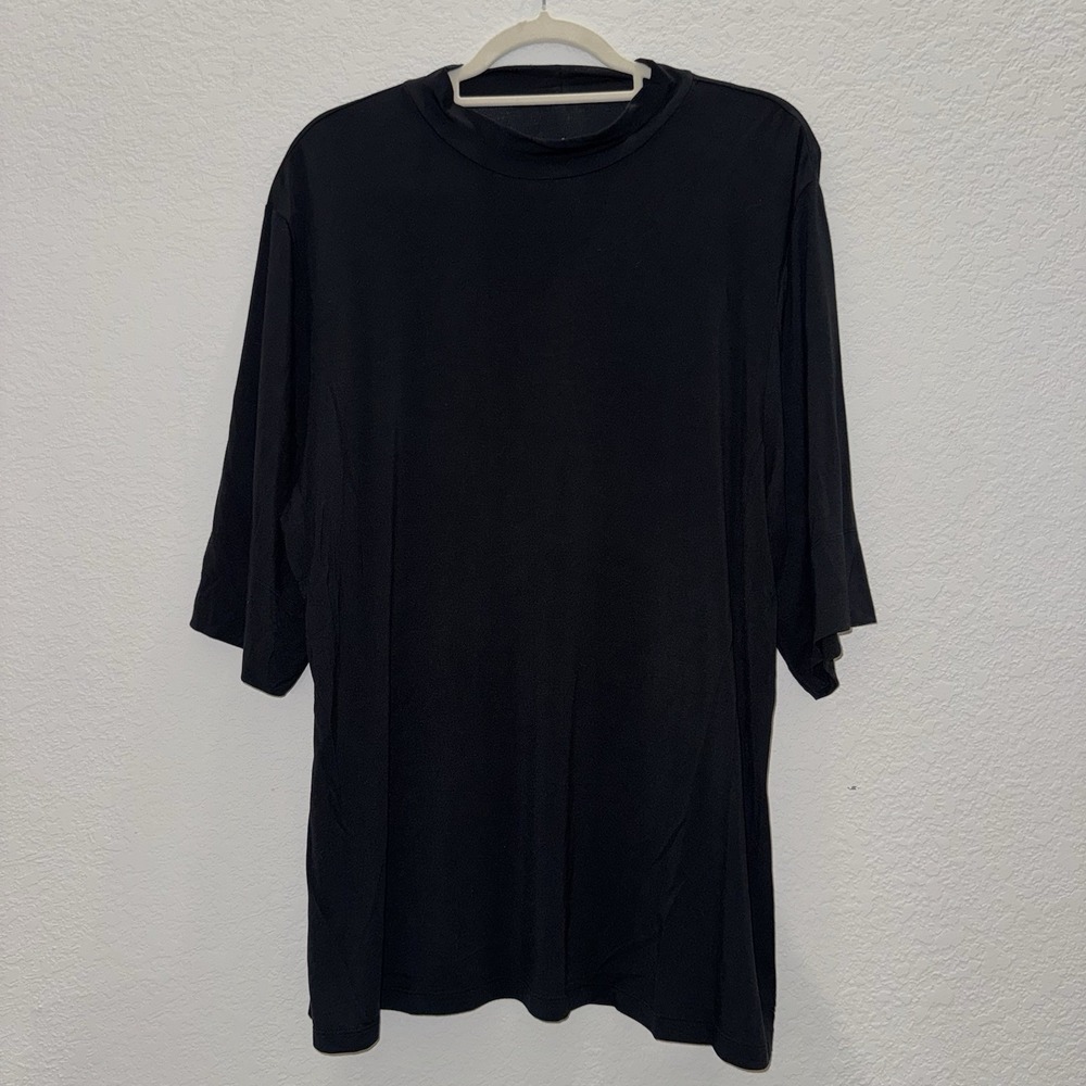 Cuddl Duds Soft wear With Stretch T Shirt Women 3X Black Half Sleeves Soft